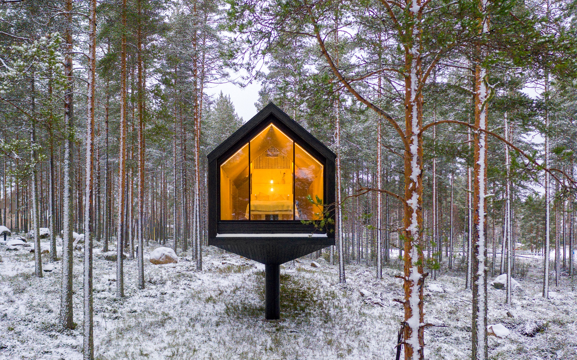 image for Α hidden black cabin in a forest in Finland