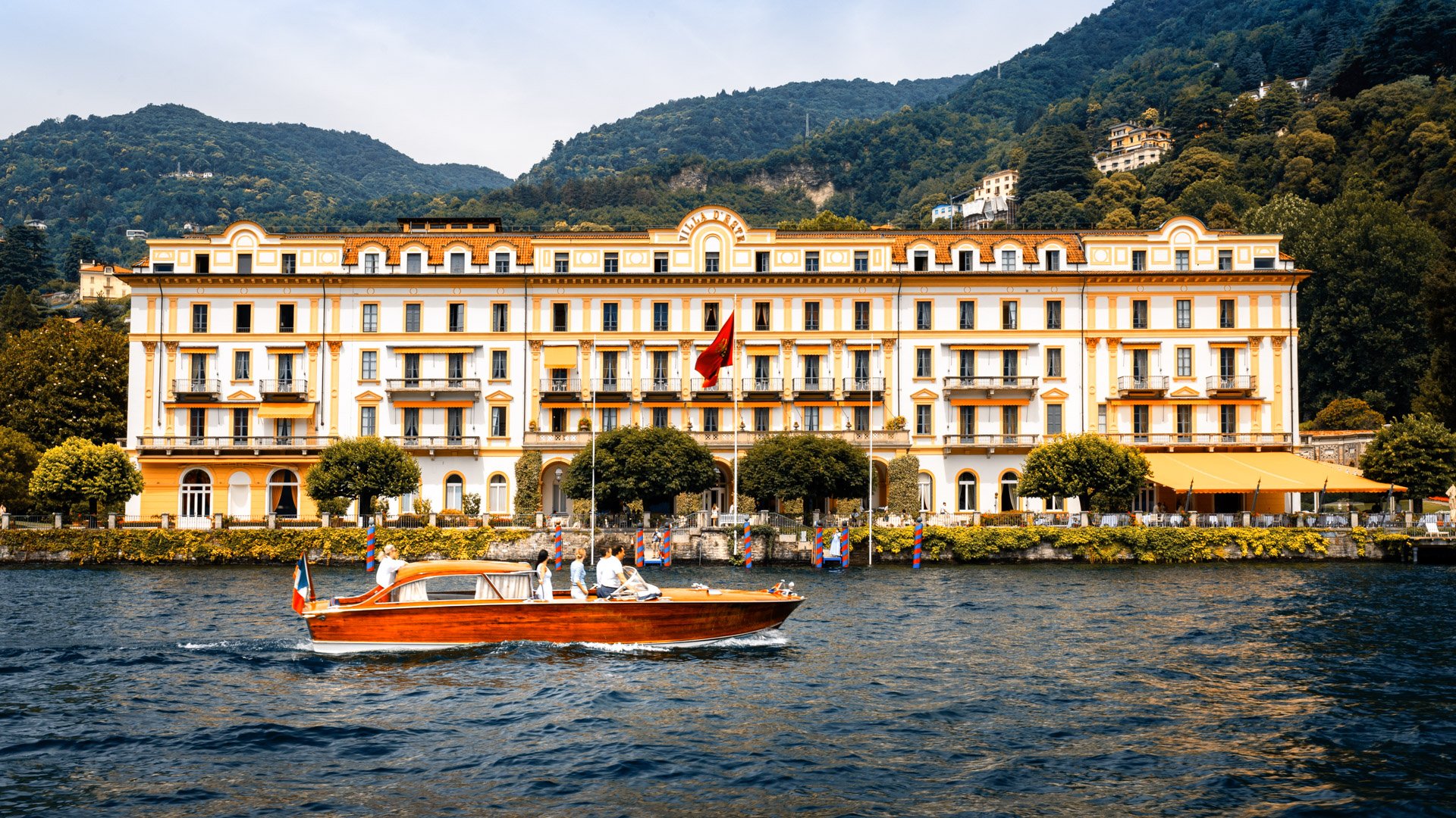 image for Classic wooden boats dancing on the waves of Lake Como