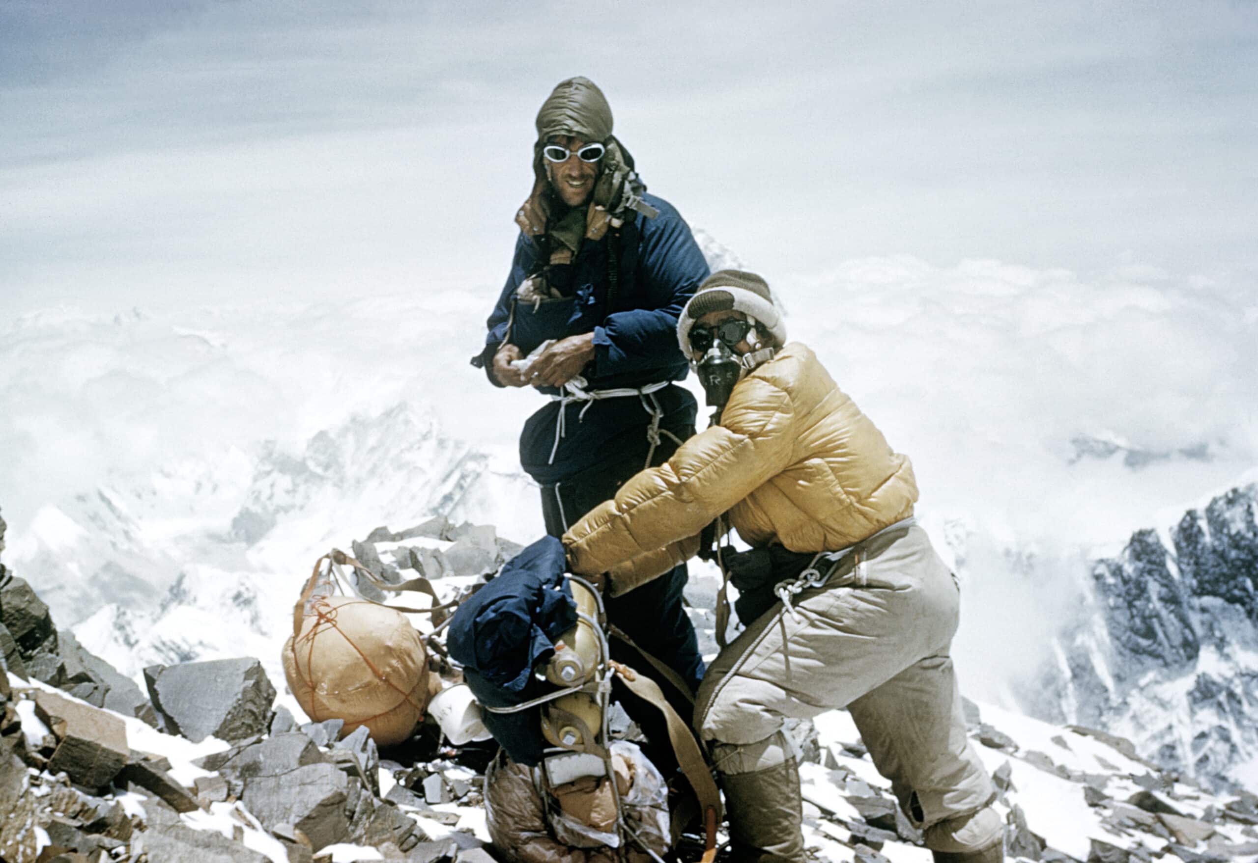 Sir Edmund Hillary and Tenzing Norgay approaching the highest camp on Everest at 8,500 metres, May 1953
© Royal Geographic Society/Alfred Gregory